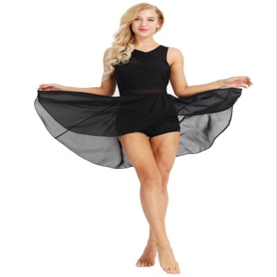 Sxiwei Womens Gymnastics Cutout Stretch Shapely Soft Leotard Asymmetric Xs Leotard Comfortable Black X-Small