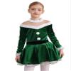 dPois Kids Teen Girl Christmas Costume Red Green Velvet Dress Princess Dress Mesh Shiny Tops Leotard Swing Dress Green 16 Years view 3