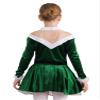 dPois Kids Teen Girl Christmas Costume Red Green Velvet Dress Princess Dress Mesh Shiny Tops Leotard Swing Dress Green 16 Years view 4