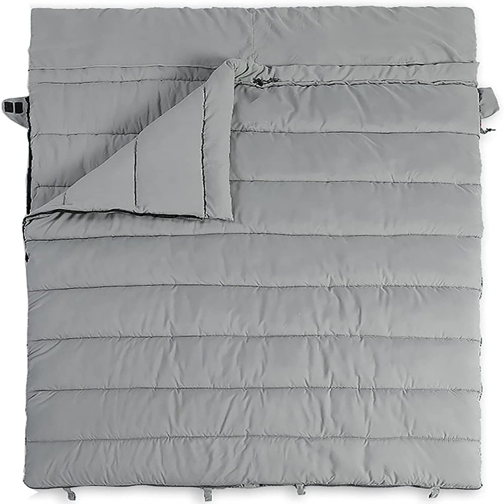 Dongng Camping Sleeping Bags Outdoor Camping Thickened Sleeping Bag Cold-Proof Double Sleeping Bag Adult Couple Sleeping Bag Easy to Storage and Carry (Gray)