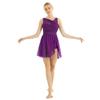 Sxiwei Womens Gymnastics Cutout Stretch Shapely Soft Leotard Asymmetric Xs Leotard Comfortable Purple X-Small view 1