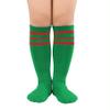Zando Kid Soccer Socks Three Stripe Knee High Youth Softball Baseball Tube Compression Athletic Socks Children Halloween Cosplay for Boys Baby Girls 1 Pairs Christmas Green Red Striped 4-6 Years view 1