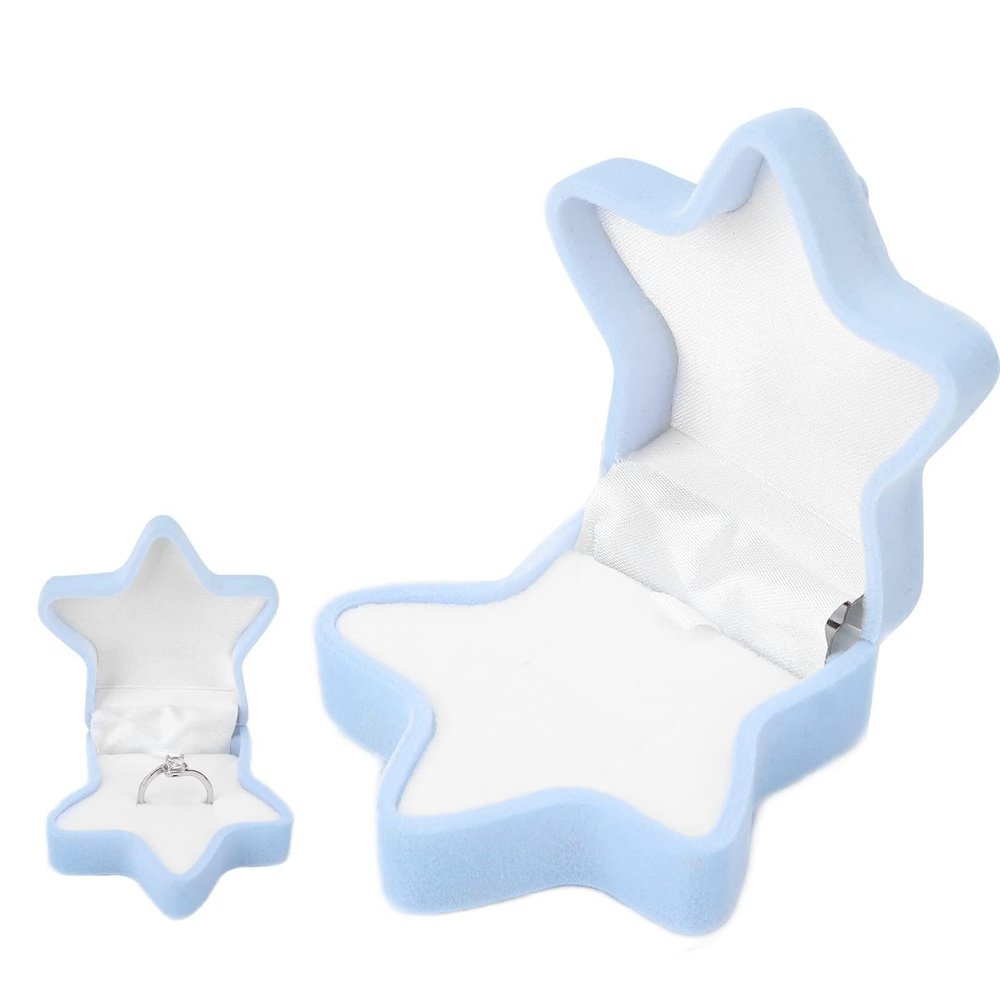 ZJchao Cute Ring Box Star Shaped Jewelry Box Compact Portable Small Travel Jewelry Storage Box for Rings Earrings Dating Birthday Party Anniversary Wedding