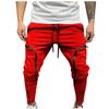 Saohuo Men's Athletic-Fit Cargo Pants Mid-waist Drawstring Sweatpants Casual Zipper Pocket Trousers Gym Fitness Joggers Red view 1