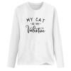 Womens Tops My Cat is My Valentine Blouse Long Sleeve T-Shirt Tops Casual Pullover Shirts Loose Crewneck Sweatshirts White view 3