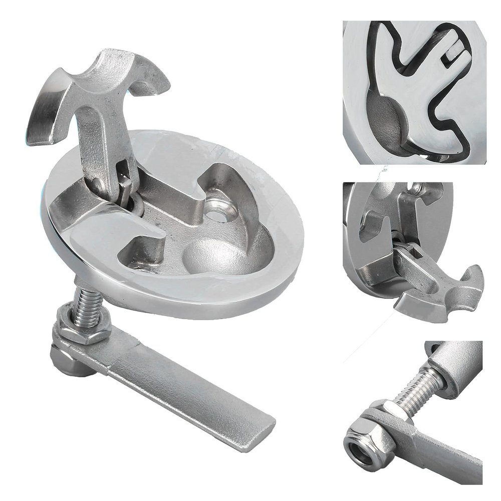 2.42.4in Flush Boat Hatches Latch - Boat Cam Latch 316 Stainless Steel Hatches Lift Handle Durable Turning Lift Handle Marine Fitting Hardware Accessory