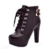 Bcshiye Womens Sexy High Heels Boots Platform Chunky Buckle Block Ankle Booties Lace Up Winter Knight Booties Shoes view 1