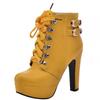 Bcshiye Womens Sexy High Heels Boots Platform Chunky Buckle Block Ankle Booties Lace Up Winter Knight Booties Shoes view 1