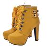 Bcshiye Womens Sexy High Heels Boots Platform Chunky Buckle Block Ankle Booties Lace Up Winter Knight Booties Shoes view 2
