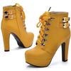 Bcshiye Womens Sexy High Heels Boots Platform Chunky Buckle Block Ankle Booties Lace Up Winter Knight Booties Shoes view 3