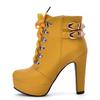 Bcshiye Womens Sexy High Heels Boots Platform Chunky Buckle Block Ankle Booties Lace Up Winter Knight Booties Shoes view 4