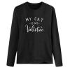 Womens Tops My Cat is My Valentine Blouse Long Sleeve T-Shirt Tops Casual Pullover Shirts Loose Crewneck Sweatshirts Black view 3