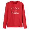 Womens Tops My Cat is My Valentine Blouse Long Sleeve T-Shirt Tops Casual Pullover Shirts Loose Crewneck Sweatshirts Red view 3