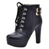 Bcshiye Womens Sexy High Heels Boots Platform Chunky Buckle Block Ankle Booties Lace Up Winter Knight Booties Shoes view 1