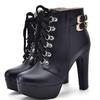 Bcshiye Womens Sexy High Heels Boots Platform Chunky Buckle Block Ankle Booties Lace Up Winter Knight Booties Shoes view 2