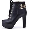 Bcshiye Womens Sexy High Heels Boots Platform Chunky Buckle Block Ankle Booties Lace Up Winter Knight Booties Shoes view 3