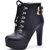 Bcshiye Womens Sexy High Heels Boots Platform Chunky Buckle Block Ankle Booties Lace Up Winter Knight Booties Shoes view 4