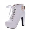 Bcshiye Womens Sexy High Heels Boots Platform Chunky Buckle Block Ankle Booties Lace Up Winter Knight Booties Shoes view 1