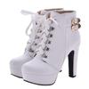 Bcshiye Womens Sexy High Heels Boots Platform Chunky Buckle Block Ankle Booties Lace Up Winter Knight Booties Shoes view 2