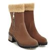 Bcshiye Womens Winter Snow Boots Warm Suede Chunky Heel Round Toe Faux Fur Outdoor Zipper Mid-Calf Ankle Booties view 4