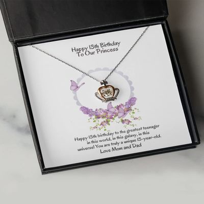 13th Birthday Gift, Gift for Daughter, Crown Necklace Pendant, Gift for 13 Year Old - Crown Pendant Necklace