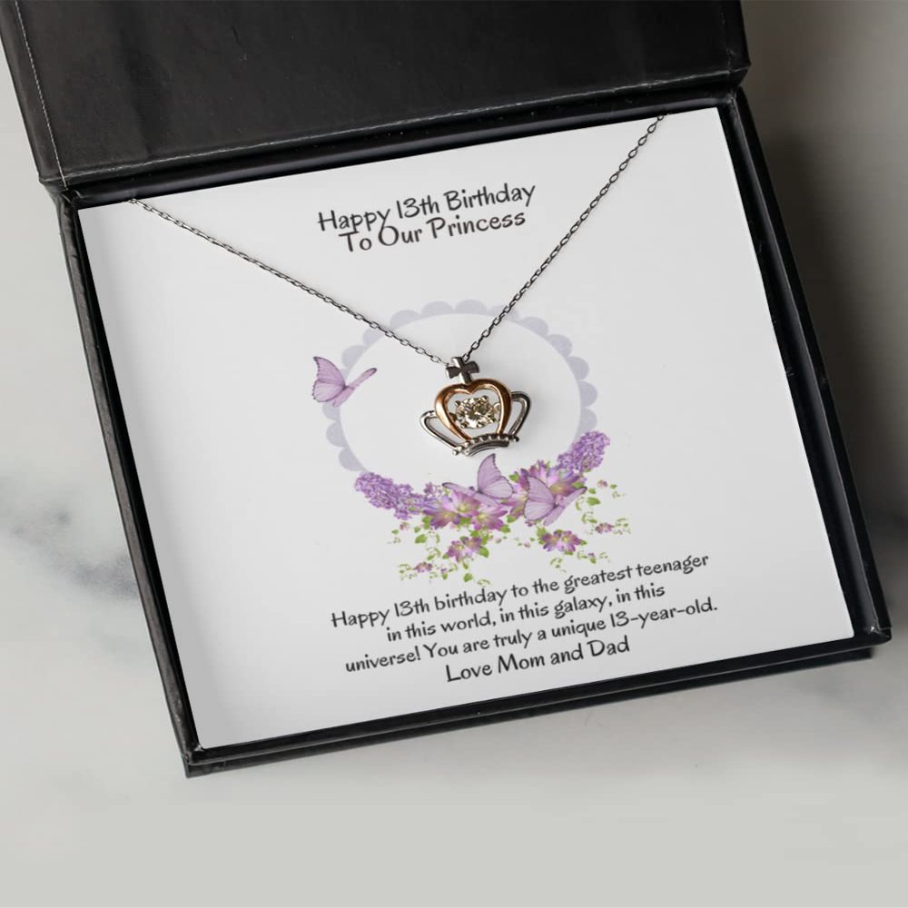 13th Birthday Gift, Gift for Daughter, Crown Necklace Pendant, Gift for 13 Year Old - Crown Pendant Necklace