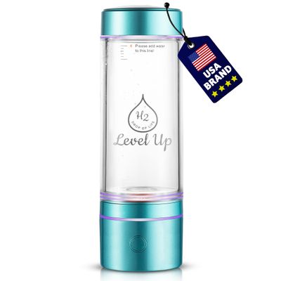 LevelUpWay - Improved Hydrogen Water Bottle Generator  Up to 4000 PPB Pure Hydrogen Water  Dual Chamber SPE PEM Technology  Blue  Enhanced Hydration Solution