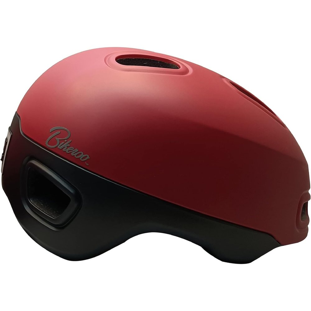 Bikeroo Red Adult Multi Sport L / XL Bike Helmet With Rear Safety Light, Adjustable Head Protection All Purpose Cycling Safety Gear For Men & Women