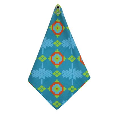 BeeJos Southwest Collection Microfiber 18"x18" Sports Towel with Carabiner Clip Handmade in USA (Blue Navajo Weave)