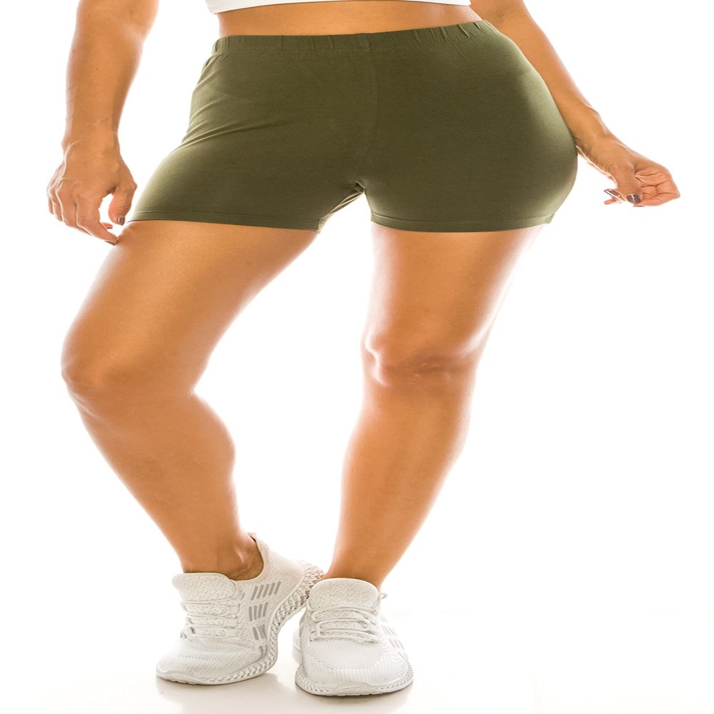 RENESEILLE Women's Active Biker Shorts  High Waist 3 Inseam Athletic Workout Gym Sports Yoga Running Bike Pants SJ-03 Olive XL