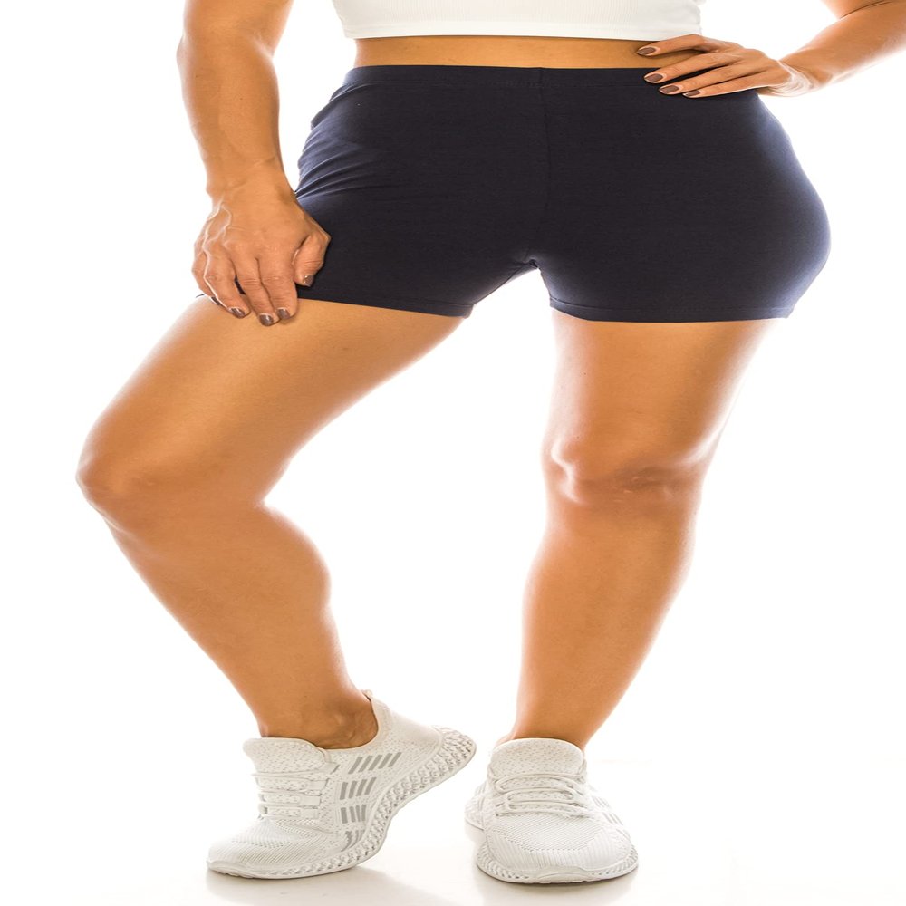 RENESEILLE Women's Active Biker Shorts  High Waist 3 Inseam Athletic Workout Gym Sports Yoga Running Bike Pants SJ-03 Navy XL
