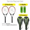 Xcello Sports 27" Aluminum Racket Set (Red/Black) with 2 Tubes of Tennis Balls and 2 Covers view 2