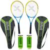 Xcello Sports 27" Aluminum Racket Set (Blue/Yellow) with 2 Tubes of Tennis Balls and 2 Covers view 1