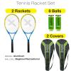Xcello Sports 27" Aluminum Racket Set (Blue/Yellow) with 2 Tubes of Tennis Balls and 2 Covers view 2