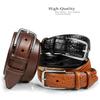 Armando Men's Dress Belt Solid Brass Buckle (Silver) Italian Calfskin Genuine Leather Dress Belt 1-1/8"(30mm) Wide (Lizard Navy, 36) view 2