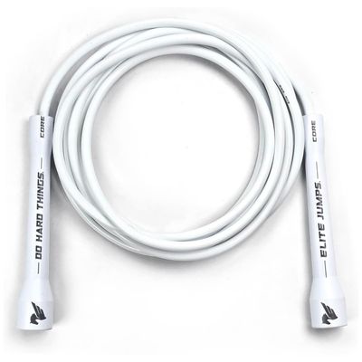Elite Jumps 6mm PVC Jump Rope  Adjustable All-White Fitness Skipping Rope with Unbreakable Handles & Non-Kinking Cord  Premium Workout Equipment for Men & Women