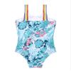 Moggemol Kids Girls One Piece Swimsuit Rainbow Straps Ruffles Bathing Suit Hawaii Beach Floral Swimwear Turquoise 4 Years view 4