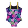 Moggemol Kids Girls One Piece Swimsuit Rainbow Straps Ruffles Bathing Suit Hawaii Beach Floral Swimwear Navy Blue 4 Years view 4
