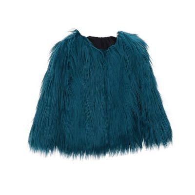 RSKK 2-10 Years Kids Baby Girls Long Sleeve Furry Coat Faux Fur Coat Jacket Winter Thick Warm Fleece Coat Outwear (Blue, 4-5 Y)