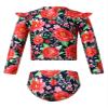 Nikiikoo Baby Little Girls UPF 50+ Tankini Swimsuit Long Sleeve Rashguard Shirts with Bottoms Bathing Suit Red Floral 12-18 Months view 4