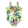 Moggemol Kids Girls One Piece Swimsuit Rainbow Straps Ruffles Bathing Suit Hawaii Beach Floral Swimwear Yellow 4 Years view 3