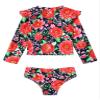 Moggemol Baby Little Girls Tankini Swimsuit Long Sleeve Rash Guard Shirts Swimwear with Sun Protection Red 18-24 Months view 2