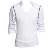 Kaxiya2021 Men's Knitted Vest Casual Sleeveless Jacquard Pullover Autumn and Winter Business V-Neck Solid Color Ribbed Sweater (White,Small) view 1