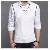 Kaxiya2021 Men's Knitted Vest Casual Sleeveless Jacquard Pullover Autumn and Winter Business V-Neck Solid Color Ribbed Sweater (White,Small) view 2