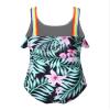 Moggemol Kids Girls One Piece Swimsuit Rainbow Straps Ruffles Bathing Suit Hawaii Beach Floral Swimwear Green Lily 6 Years view 2