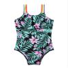 Moggemol Kids Girls One Piece Swimsuit Rainbow Straps Ruffles Bathing Suit Hawaii Beach Floral Swimwear Green Lily 6 Years view 3