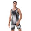 Fldy Men's Dry Fit Workout Tank Tops Sleeveless Boxer Rompers Short Jumpsuit Wrestling Singlet Black&White Large view 3