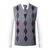 Kaxiya2021 Men's Knitted Vest Casual Color Matching V-Neck Pullover Business Diamond Jacquard Sleeveless Ribbed Sweater (Light Grey,Medium) view 1
