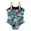 Moggemol Kids Girls One Piece Swimsuit Rainbow Straps Ruffles Bathing Suit Hawaii Beach Floral Swimwear Green Lily 4 Years view 4