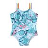 Moggemol Kids Girls One Piece Swimsuit Rainbow Straps Ruffles Bathing Suit Hawaii Beach Floral Swimwear Turquoise 8 Years view 3